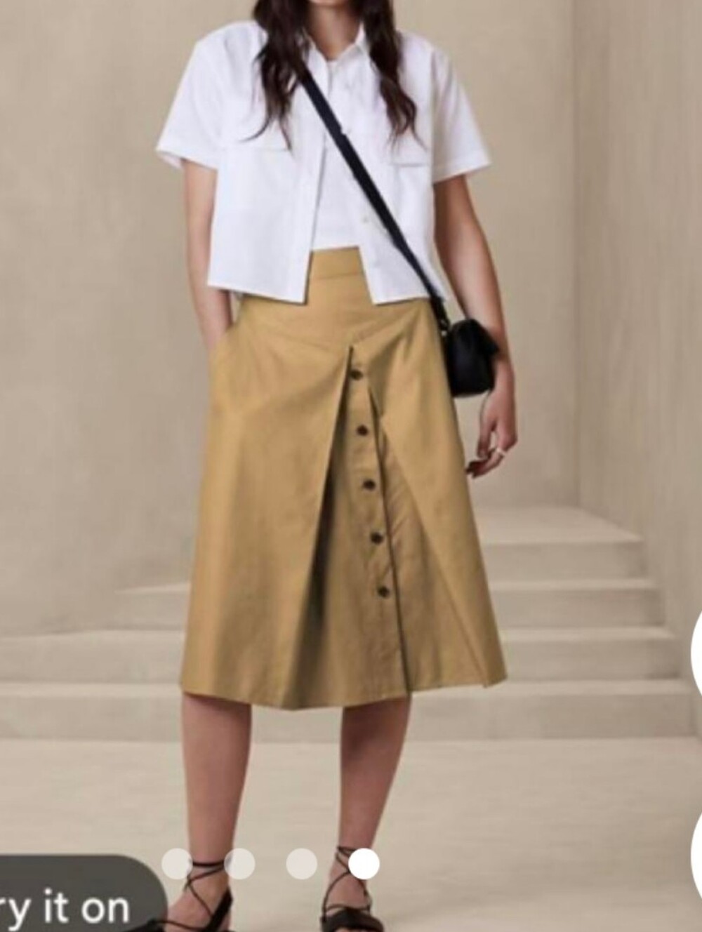 NWT Women’s Button-Front A-Line Skirt in Tan